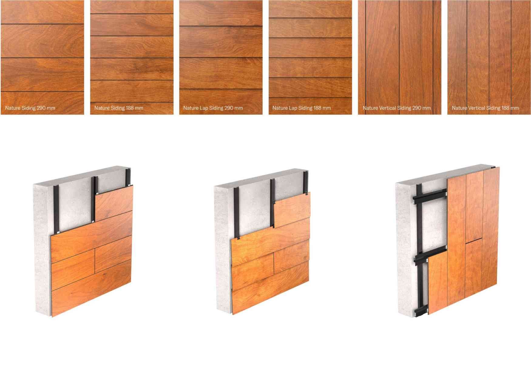 Ukázky možností instalace Lamelů Nature Siding Ukázky možností instalace Lamelů Nature Siding